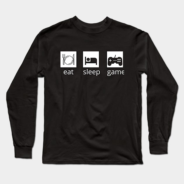 eat, sleep, game t-shirt Long Sleeve T-Shirt by Linna-Rose